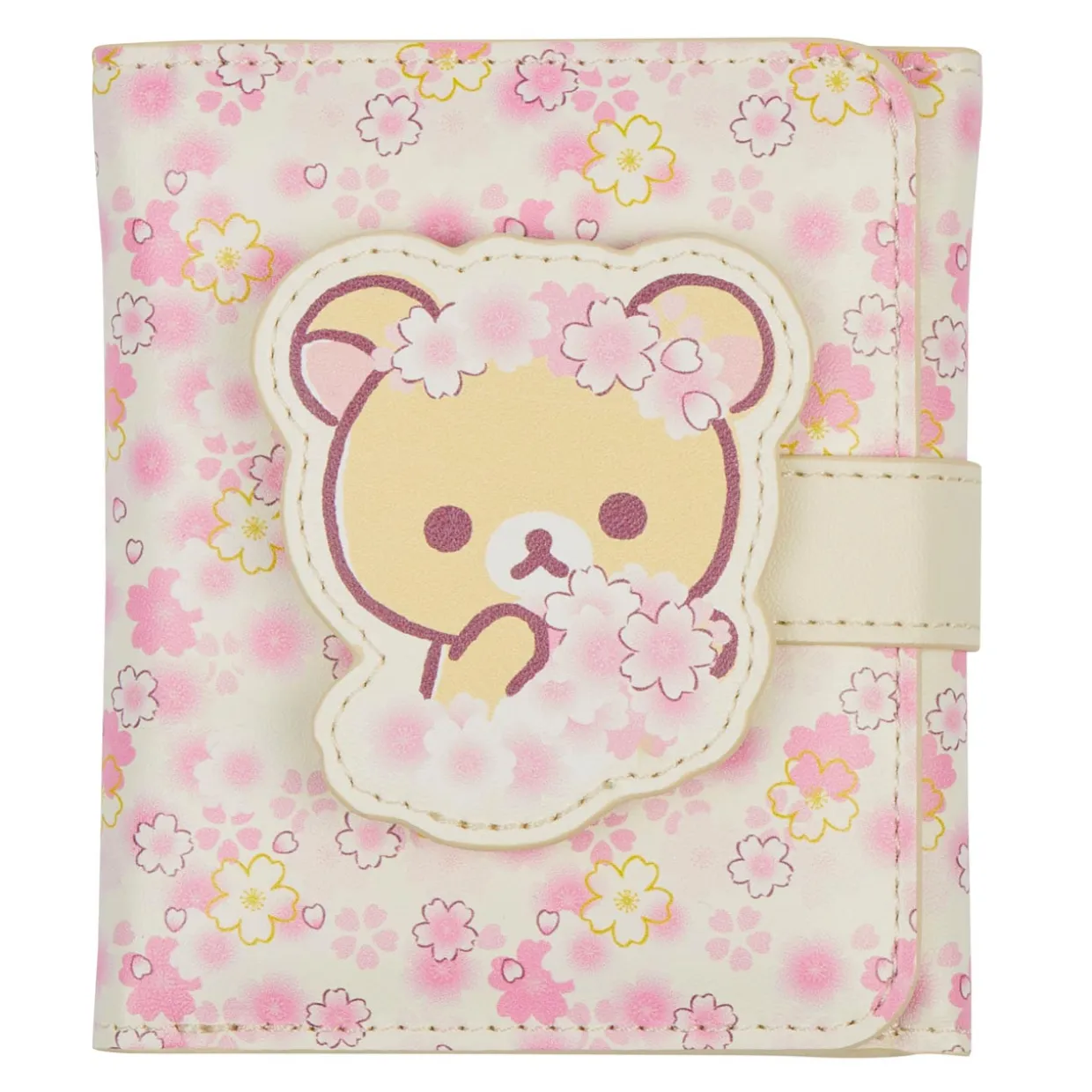 Korilakkuma Sakura Cherry Blossom Pu Leather Tri-Fold Wallet Pouch