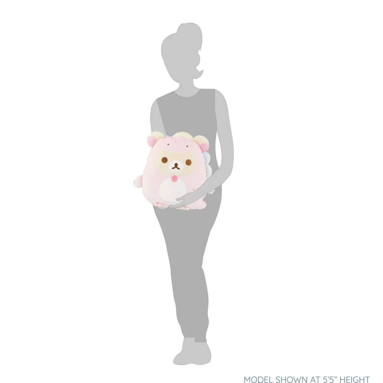 Korilakkuma San-X Original Plays with Dino Flat Mochi Series Plush - Pastel Pink